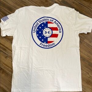 Under Armour Red and White Short Sleeve Tee with Patriotic Emblem